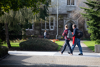 Students walking on campus